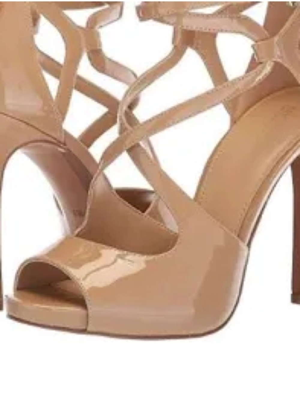 Michael Kors Catia Patent Peep-Toe Strappy High Heels